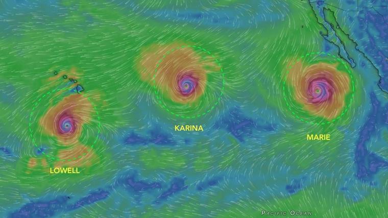 Tres huracanes coinciden en simultáneo en el Océano Pacífico en un fenómeno poco usual: ¿A qué se debe?