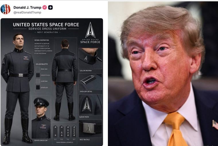 Trump desvela uniforme de Fuerza Espacial y las redes sociales lo comparan con traje de las SS nazi