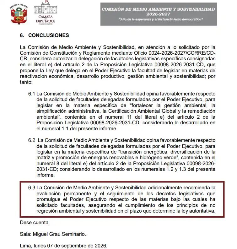 Diputadas de Obras ayudan al fujimorismo a validar facultades legislativas en desmedro del medio ambiente