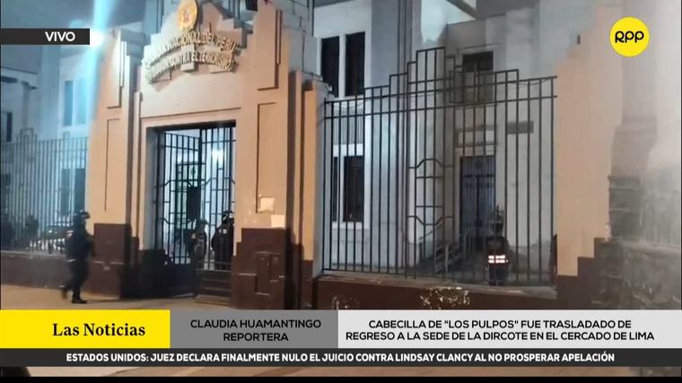 Jhonsson Smit Cruz Torres, sindicado como cabecilla de 'Los Pulpos', retornó a la Dircote bajo fuerte resguardo policial